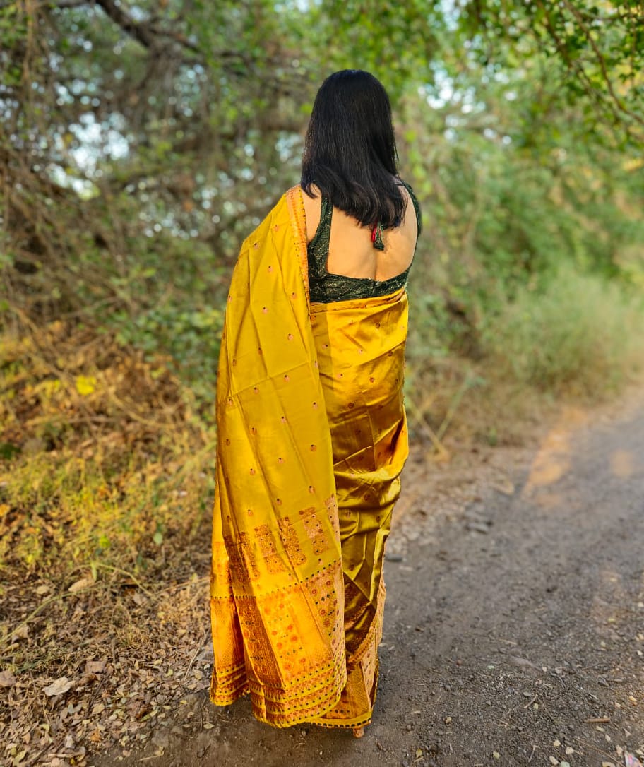 Arunima Yellow Mekhela Chador Saree