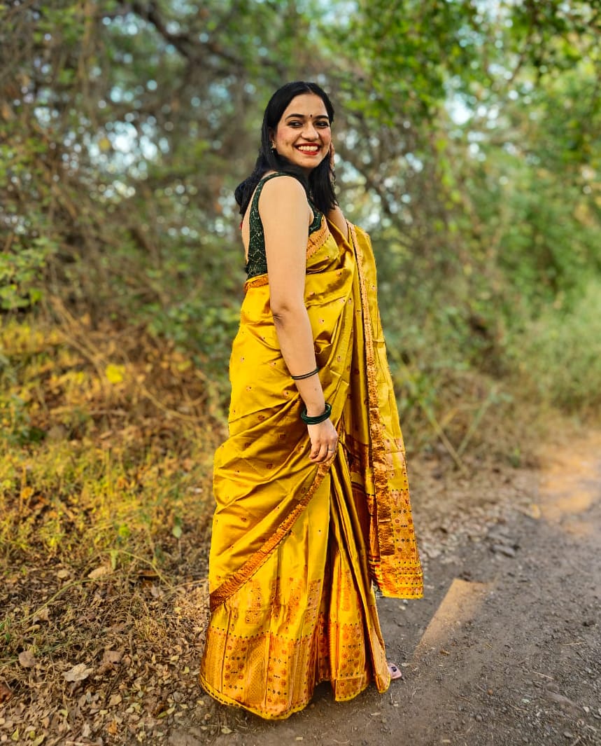 Arunima Yellow Mekhela Chador Saree