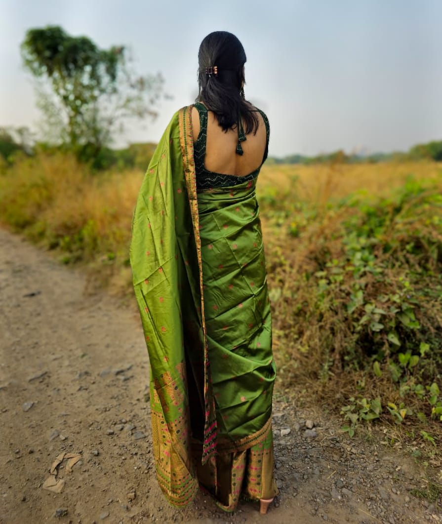 Barasha Green Mekhela Chador Saree