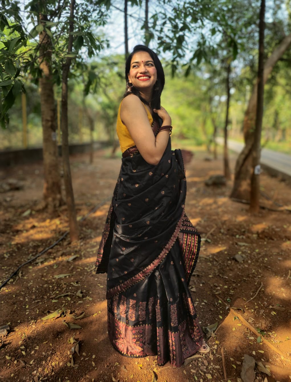 Chandrabali Black Mekhela Chador Saree