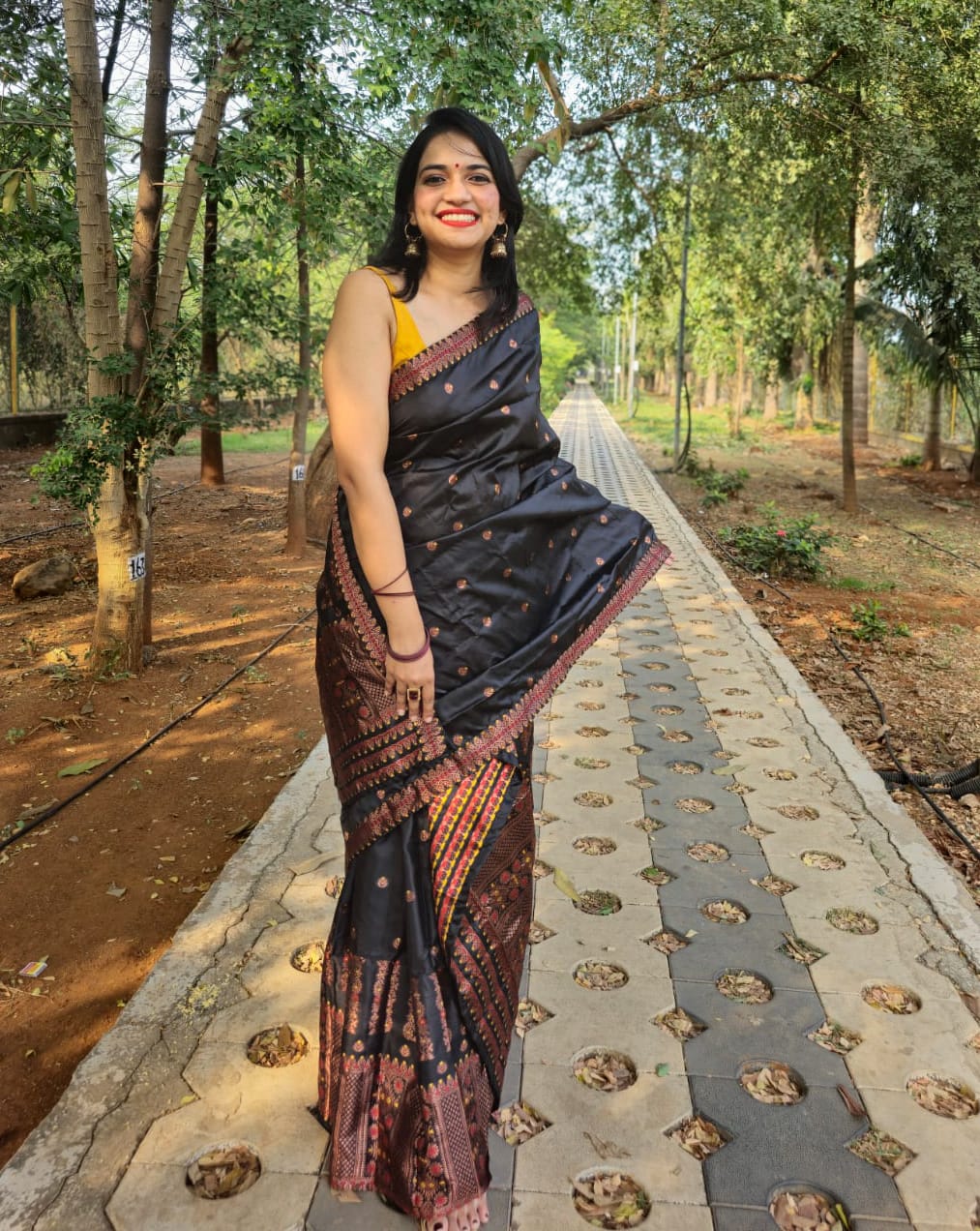 Chandrabali Black Mekhela Chador Saree