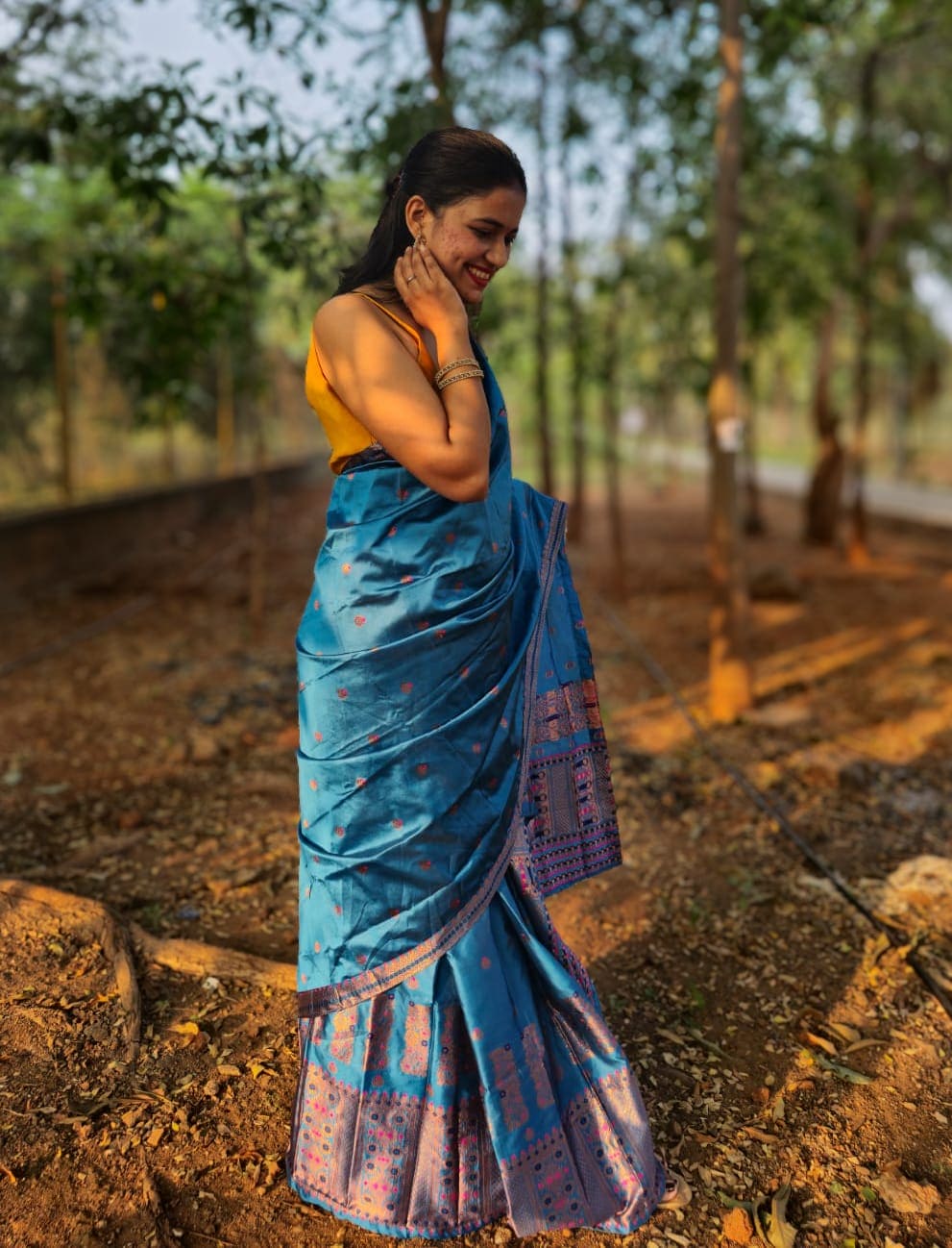 Mrigakshi Blue Saree