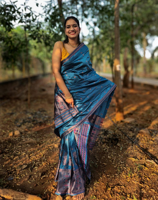 Mrigakshi Blue Saree