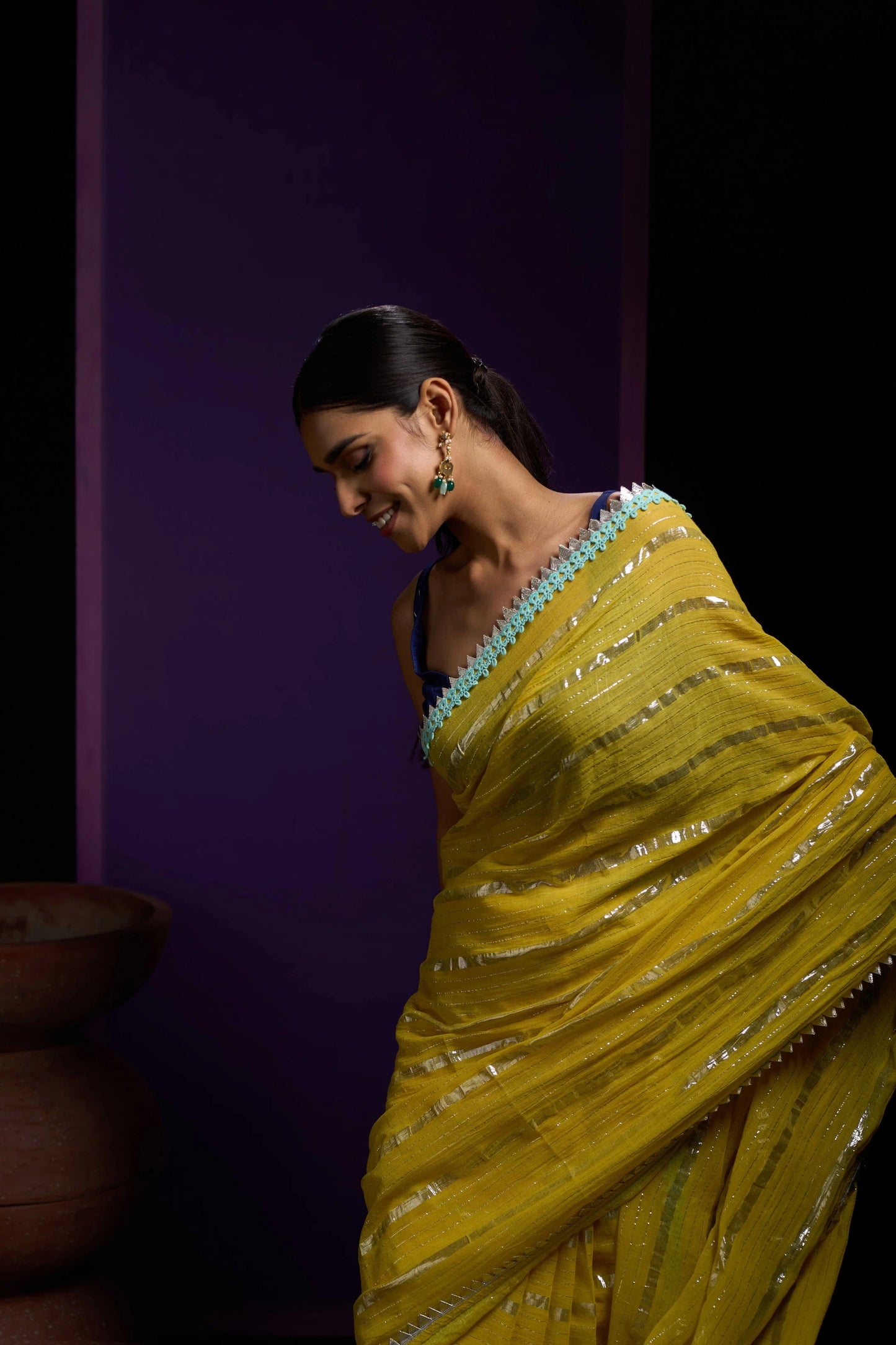 Yellow Tohfa Mulmul Saree