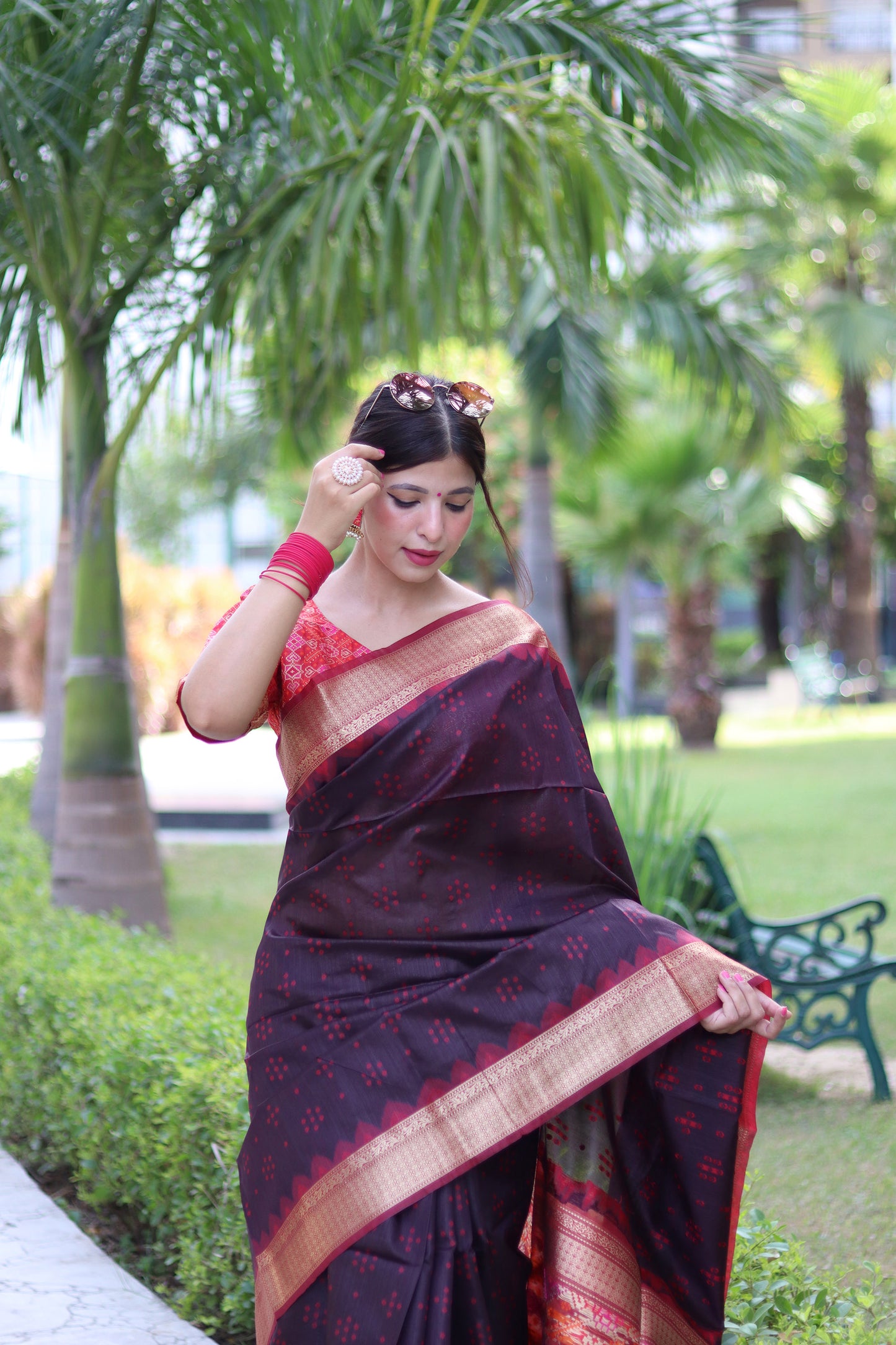 Brown Zari Woven Raw Silk Patola saree