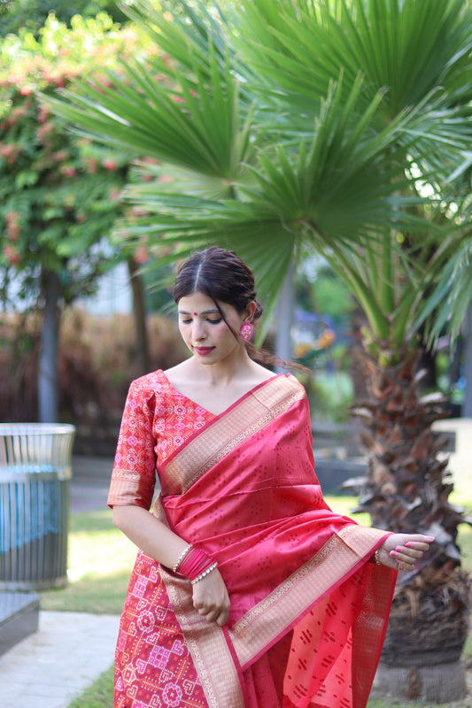 Gajiri Zari Woven Raw Silk Patola saree