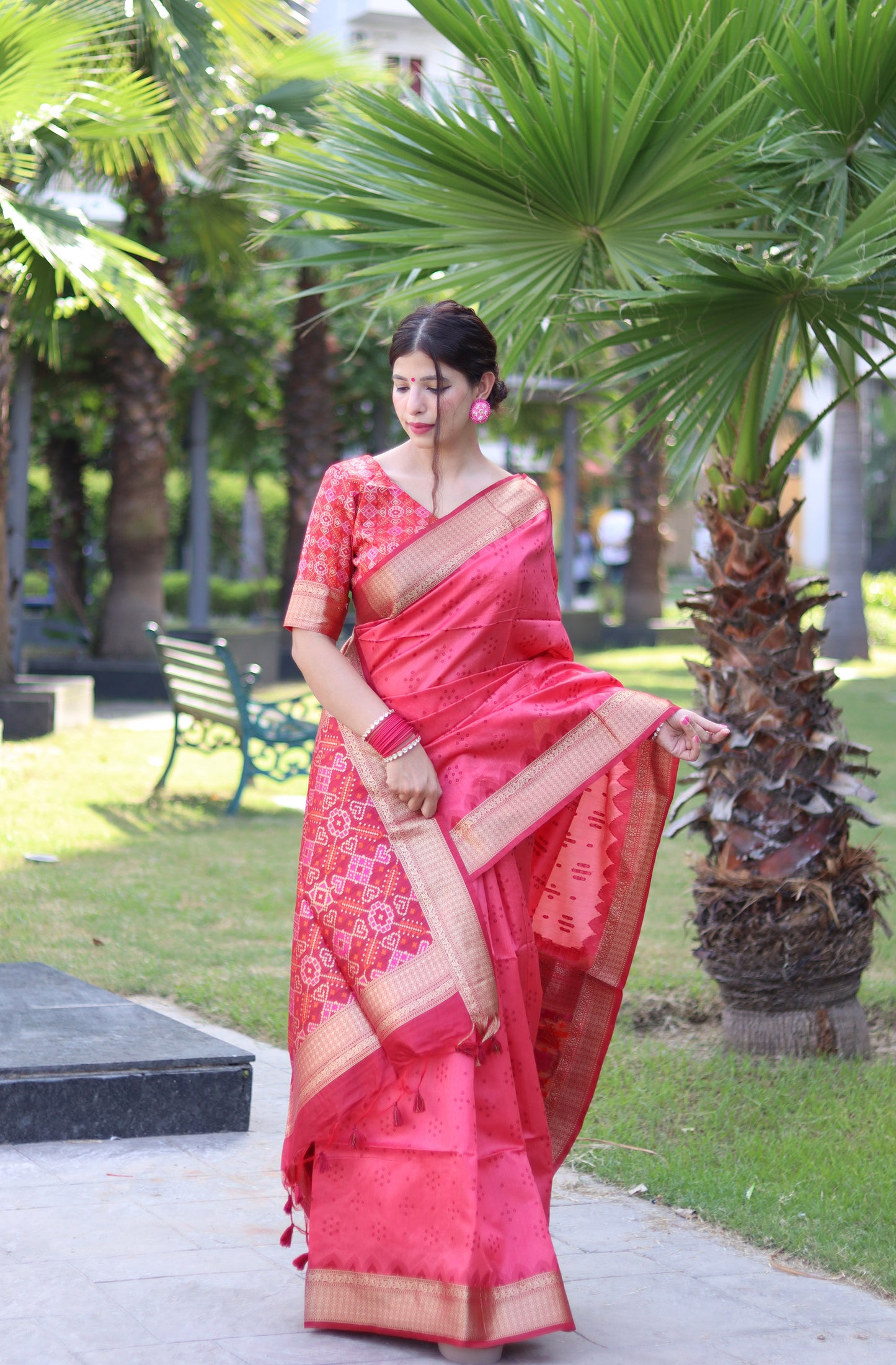 Gajiri Zari Woven Raw Silk Patola saree