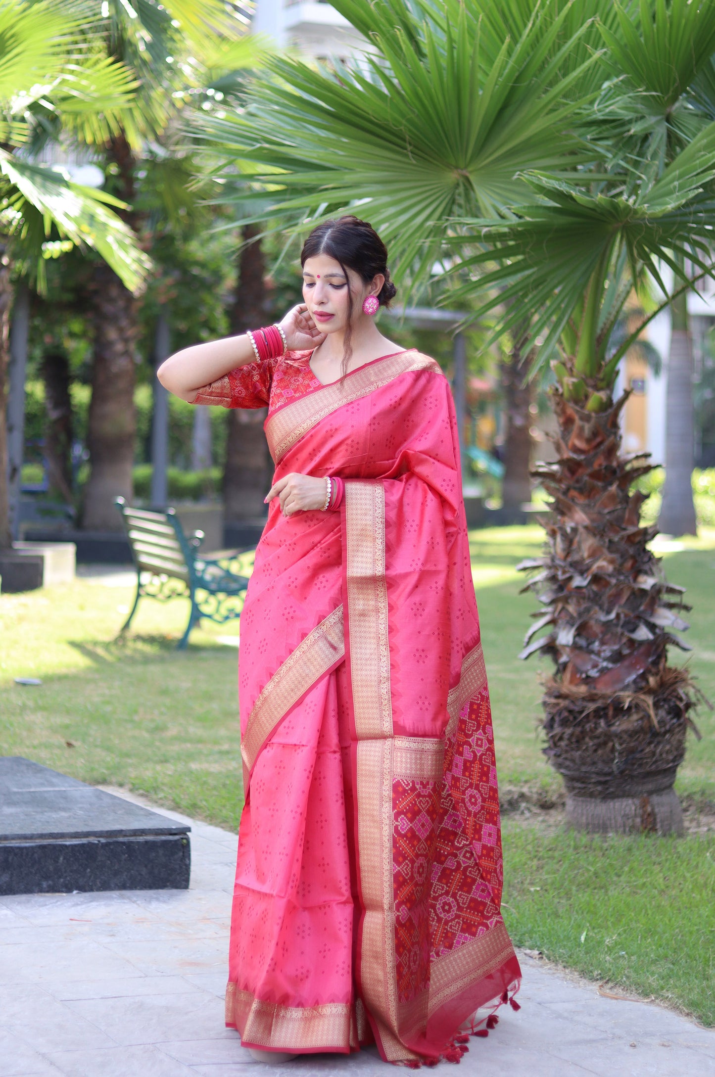 Gajiri Zari Woven Raw Silk Patola saree