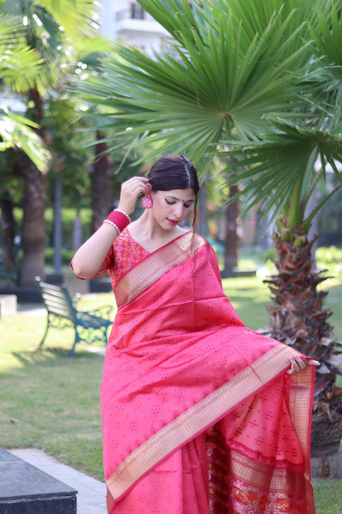 Gajiri Zari Woven Raw Silk Patola saree