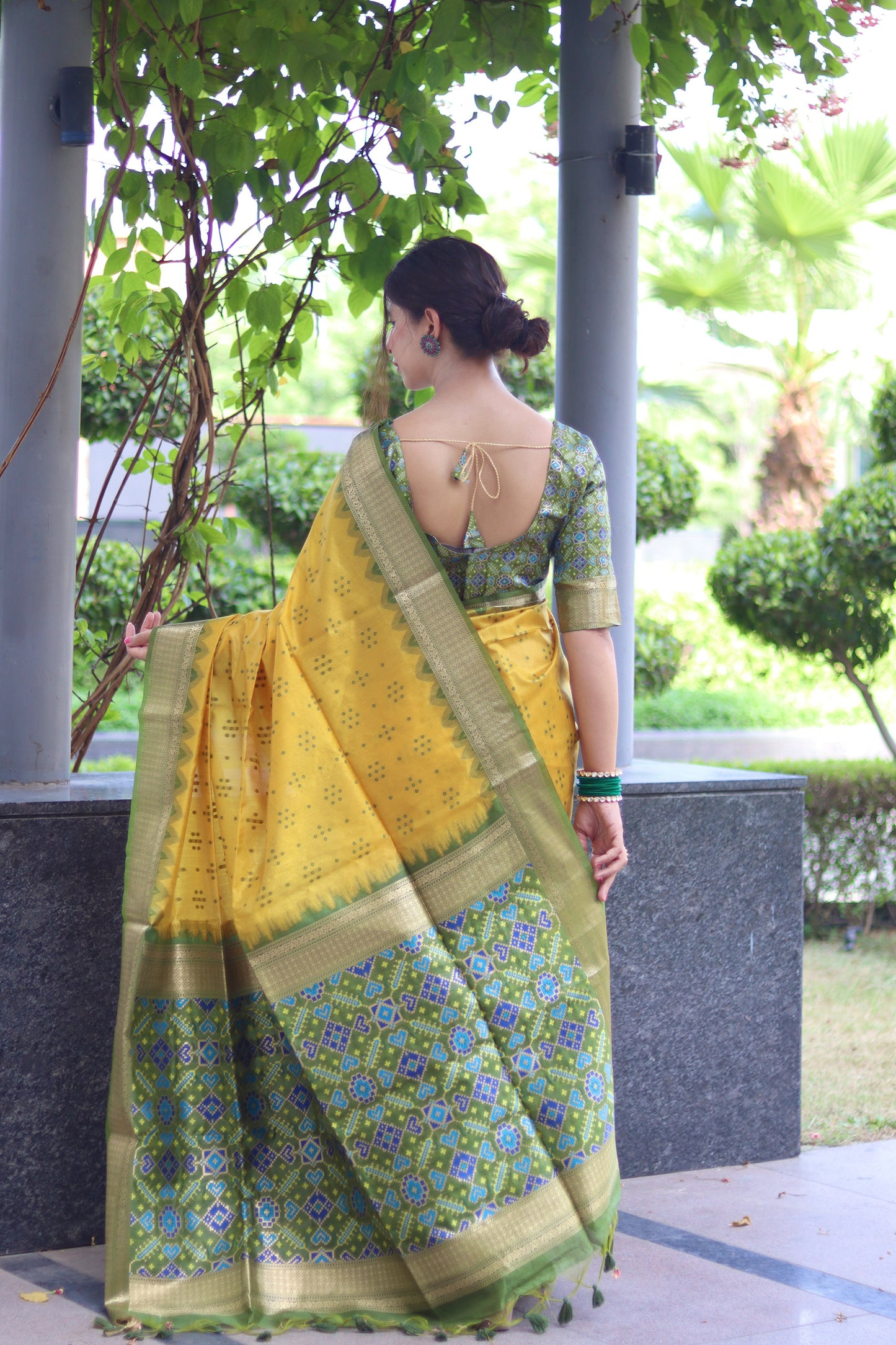 Yellow Zari Woven Raw Silk Patola saree