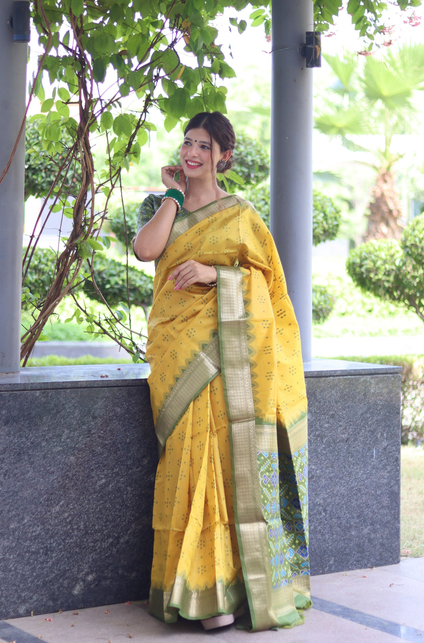 Yellow Zari Woven Raw Silk Patola saree