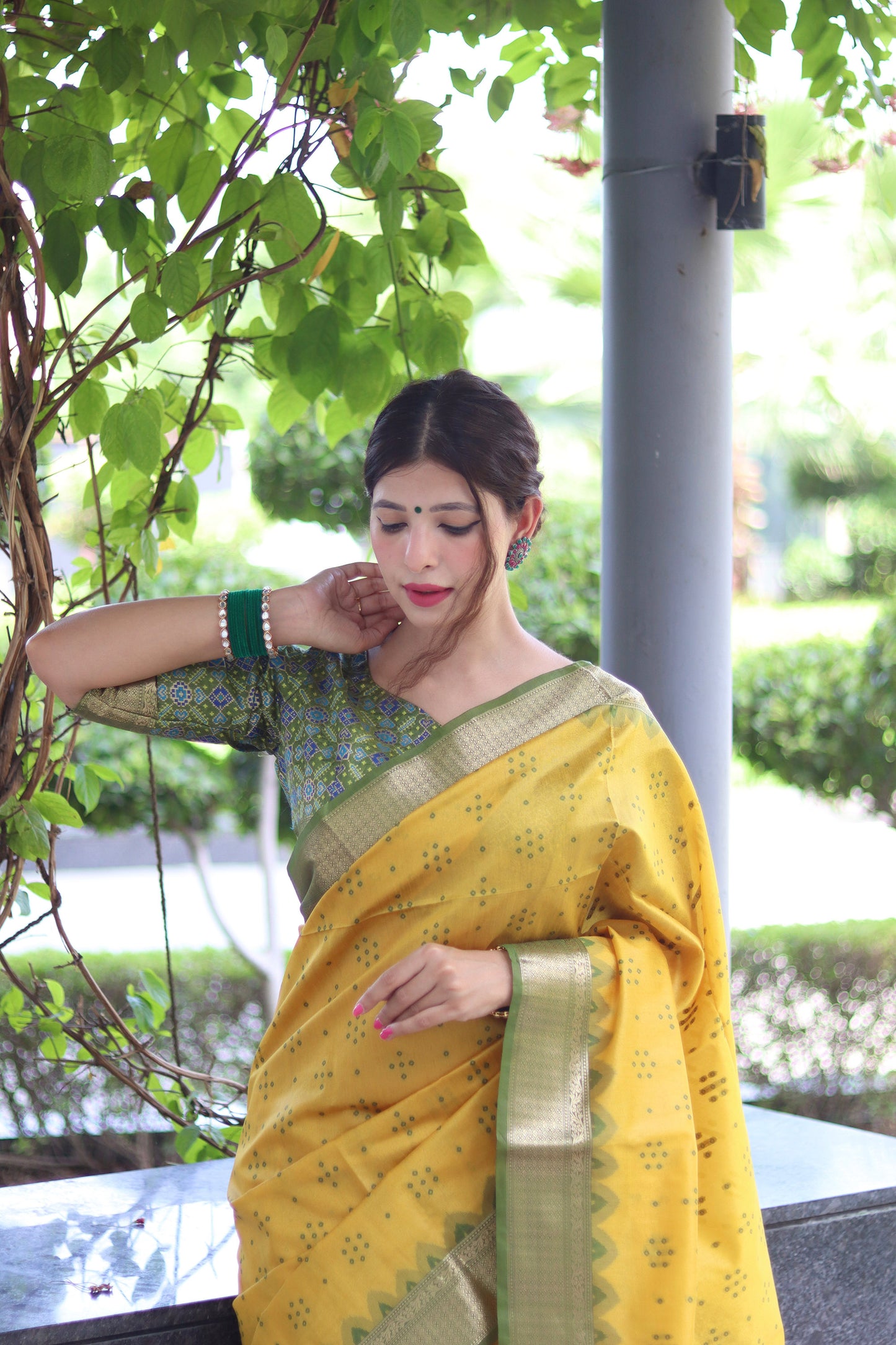 Yellow Zari Woven Raw Silk Patola saree