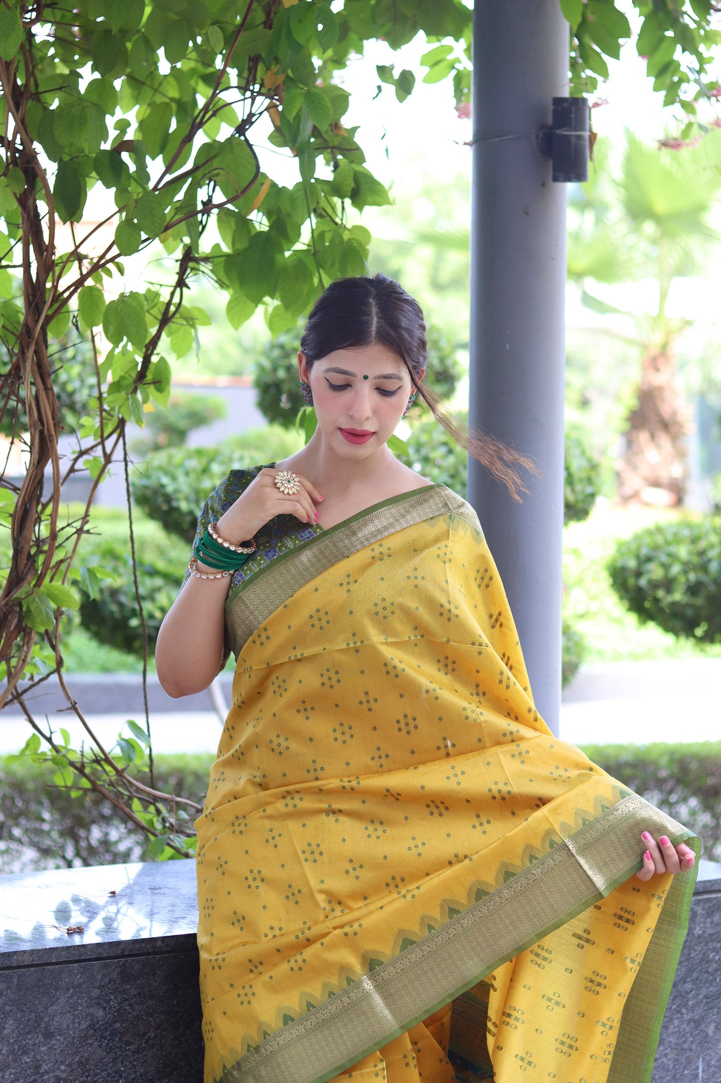 Yellow Zari Woven Raw Silk Patola saree