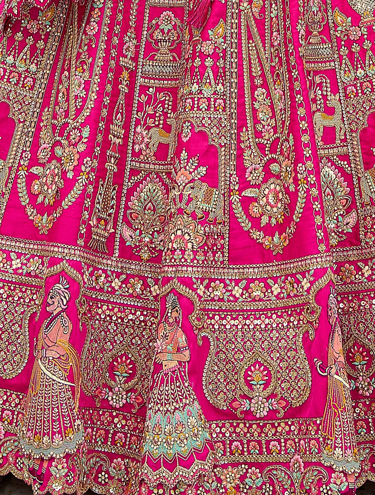 Pink Heavy Zari and Dori Embroidery Silk Bridal Lehenga