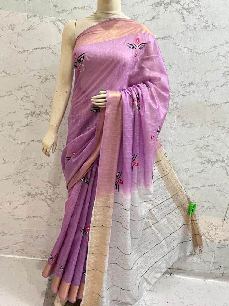 Durga Eyes Silk Saree with Zari Border | Zari Border Silk Saree - Rank Never Retire