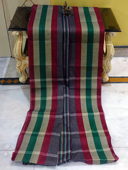 Bengal Handloom Cotton Saree in Multicolored Stripes