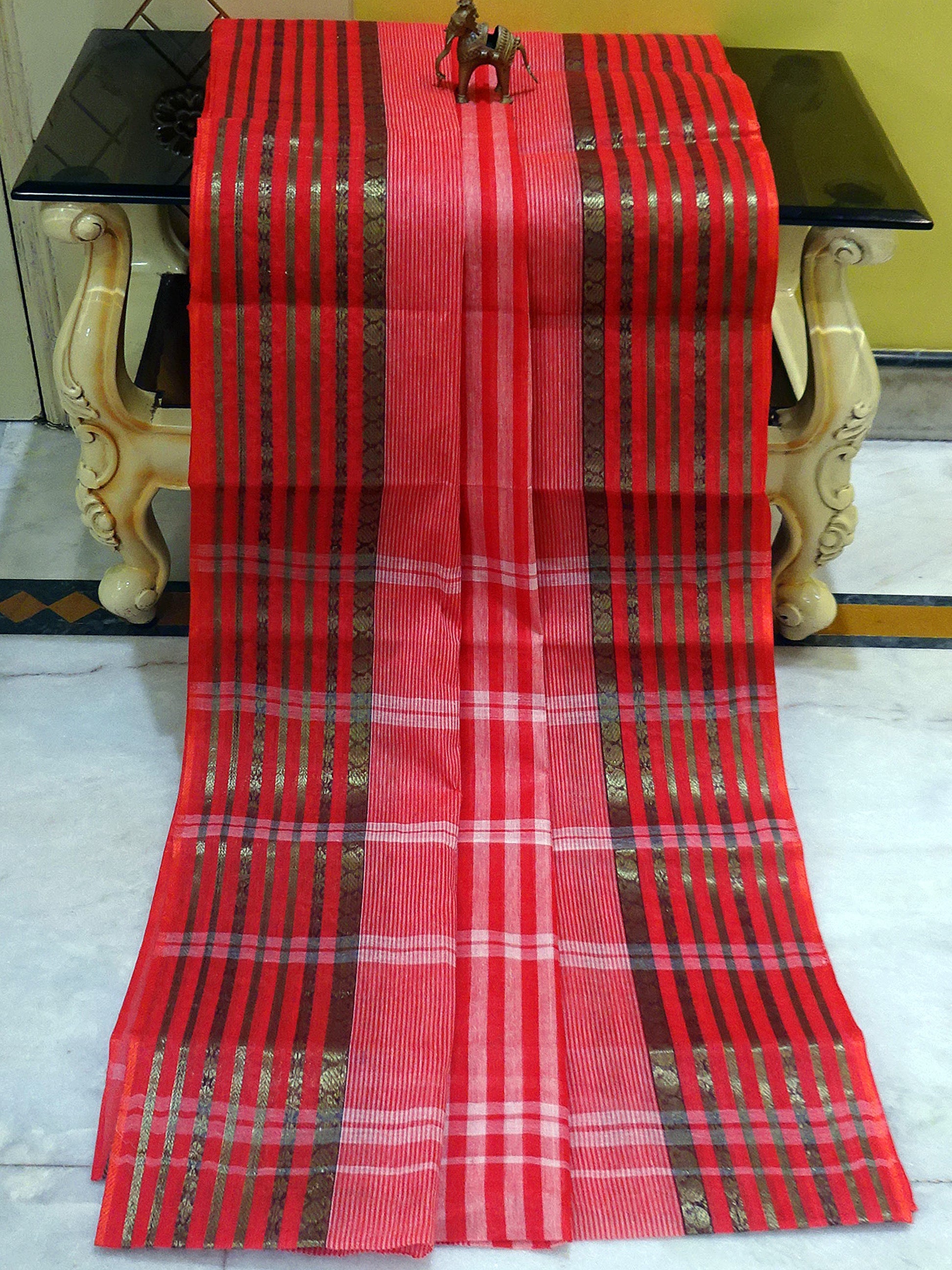 Bengal Handloom Cotton Saree in Zari Nakshi Border