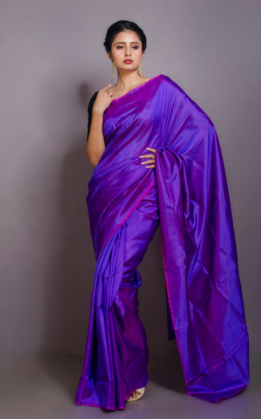 Soft Bishnupuri Katan Silk Saree in Dual Tone Purple