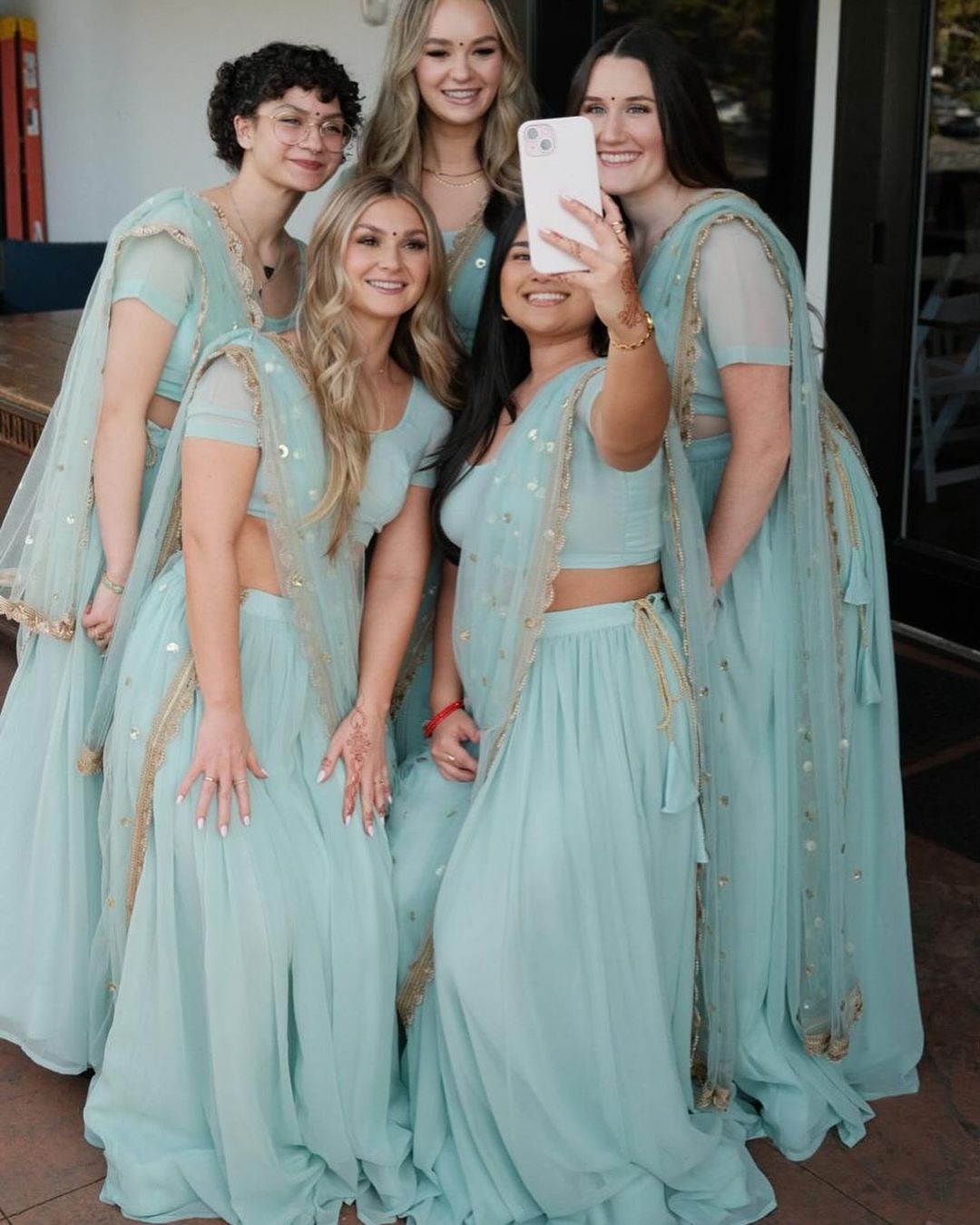 Sky Blue Bridesmaid Outfits