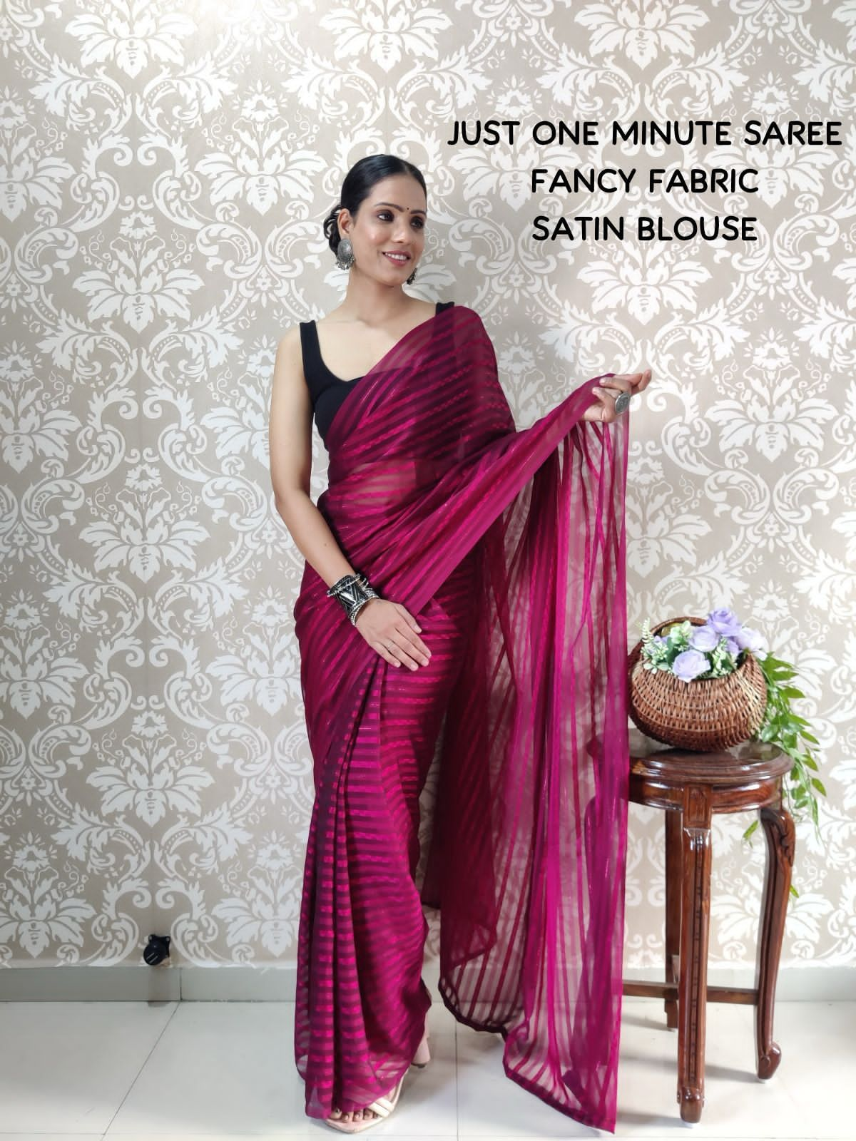 Elegant Ready to Wear Saree | Satin Fabric Saree | Satin Saree Collection By Rank Never Retire