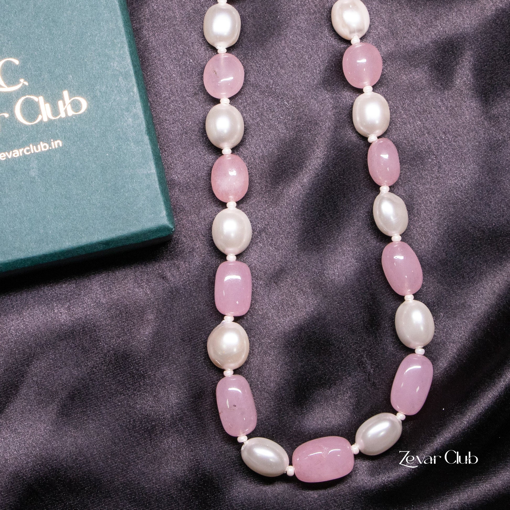 Zevar Club Radiant Lovely Pink and White Necklace (18K Gold Plated)