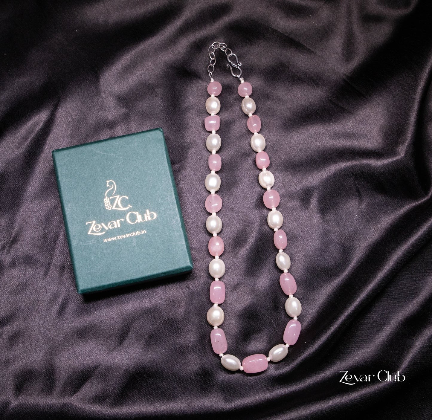 Zevar Club Radiant Lovely Pink and White Necklace (18K Gold Plated)