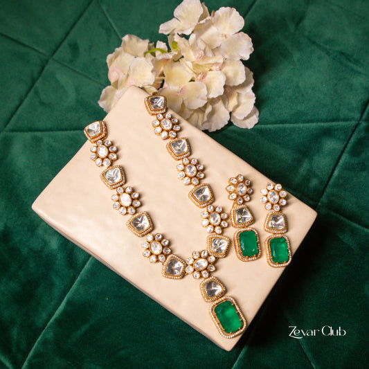 Zevar Club Alluring Captivating Green Jewellery Set (18K Gold Plated)