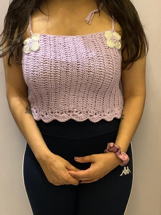 Pink Crochet Spaghetti Top with Customization