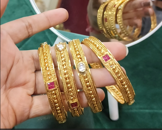 Sweta Antique Gold Bangles - Set of 2