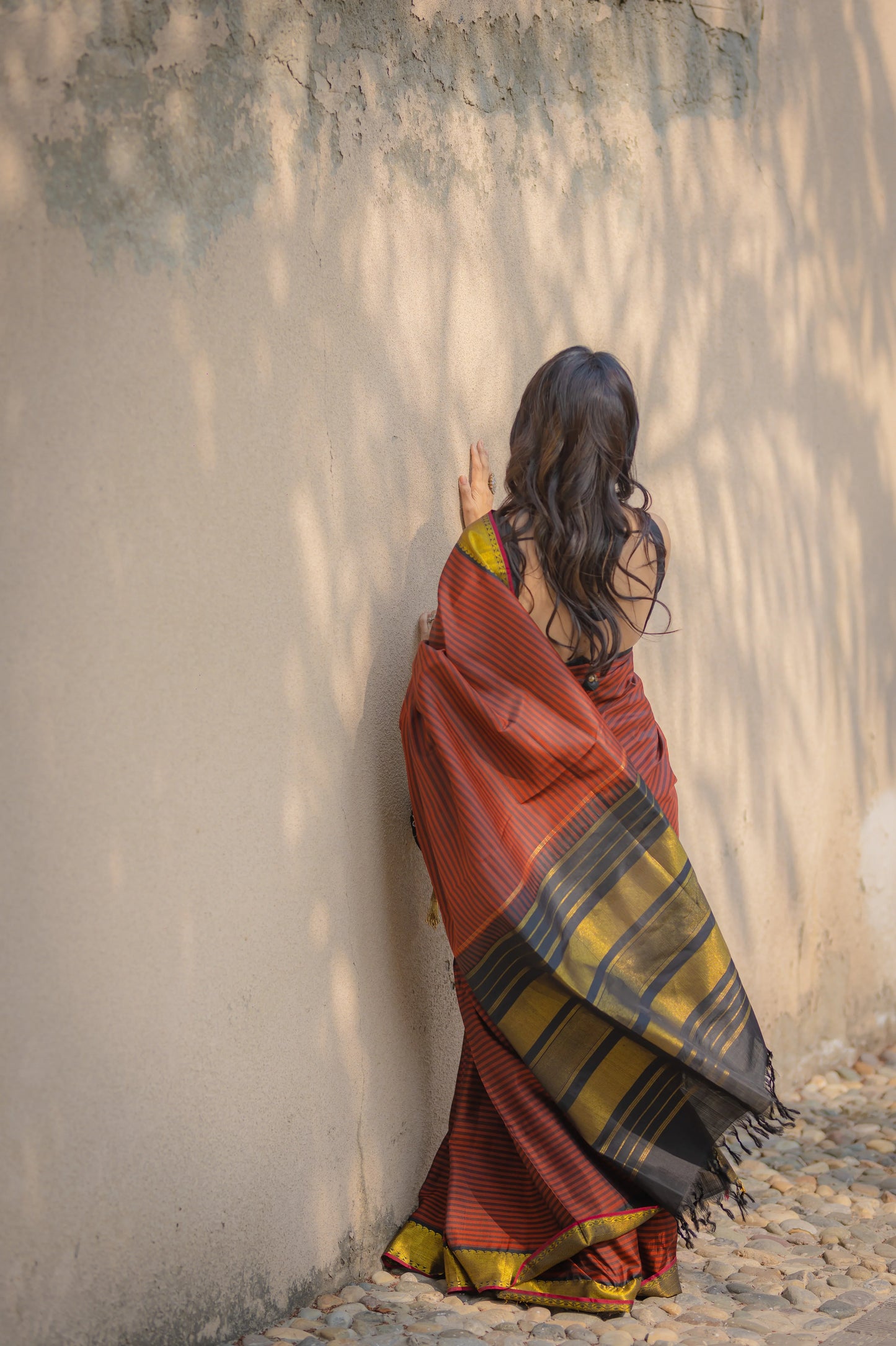 Handloom Rusty Orange Pure Silk  Kanchipattu Saree