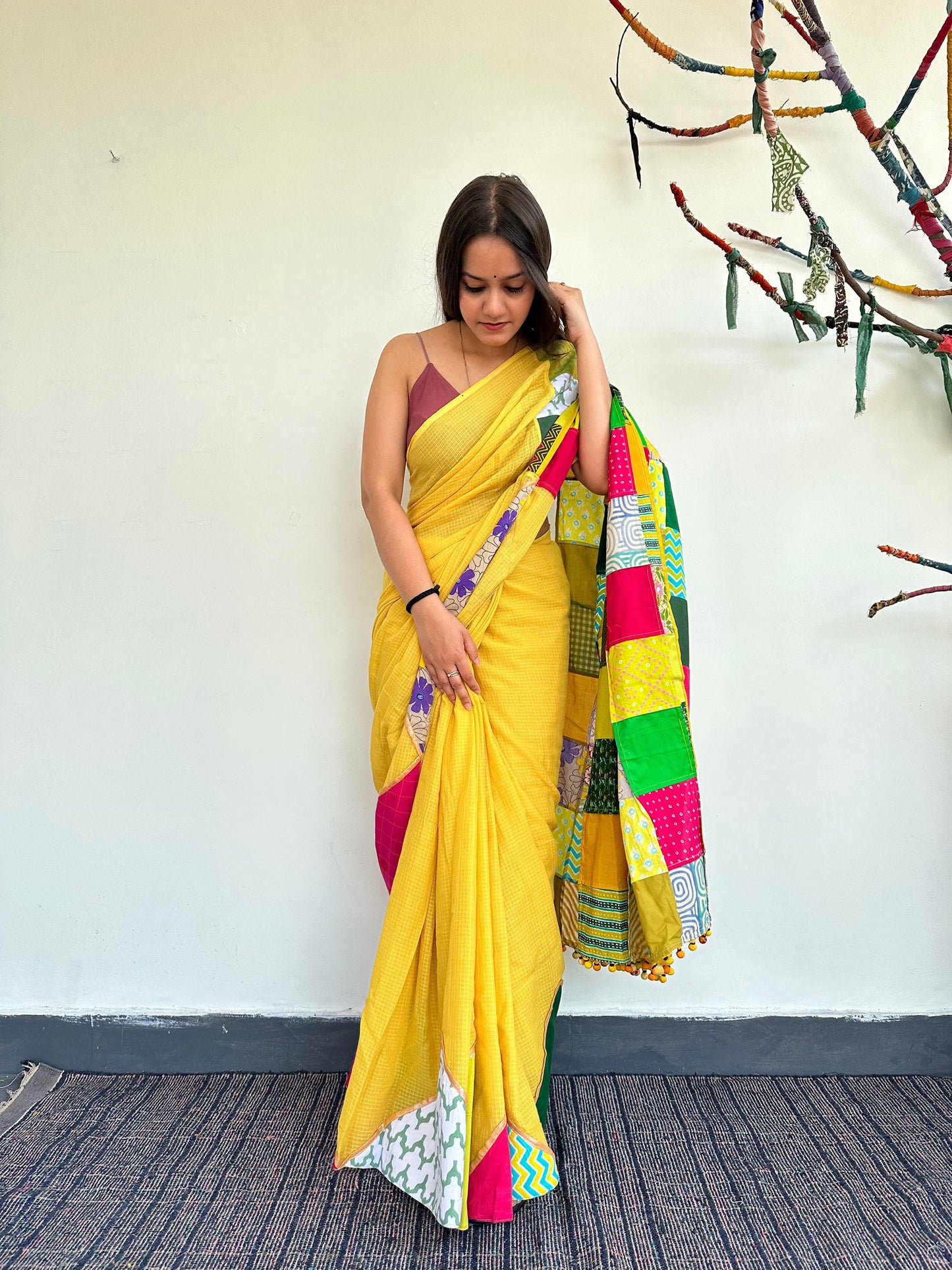 अतरंगी Kota Cotton Yellow Saree