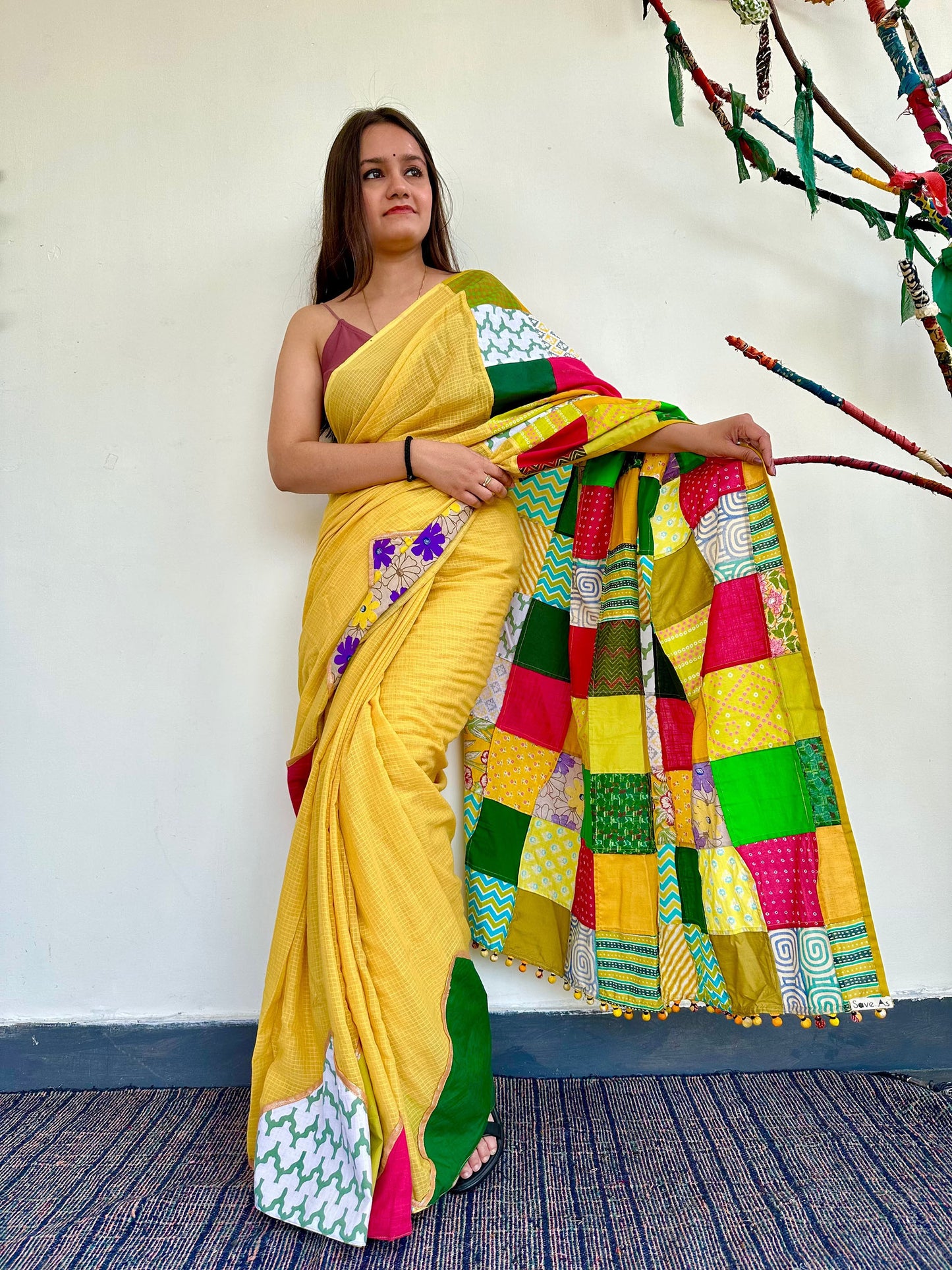 अतरंगी Kota Cotton Yellow Saree