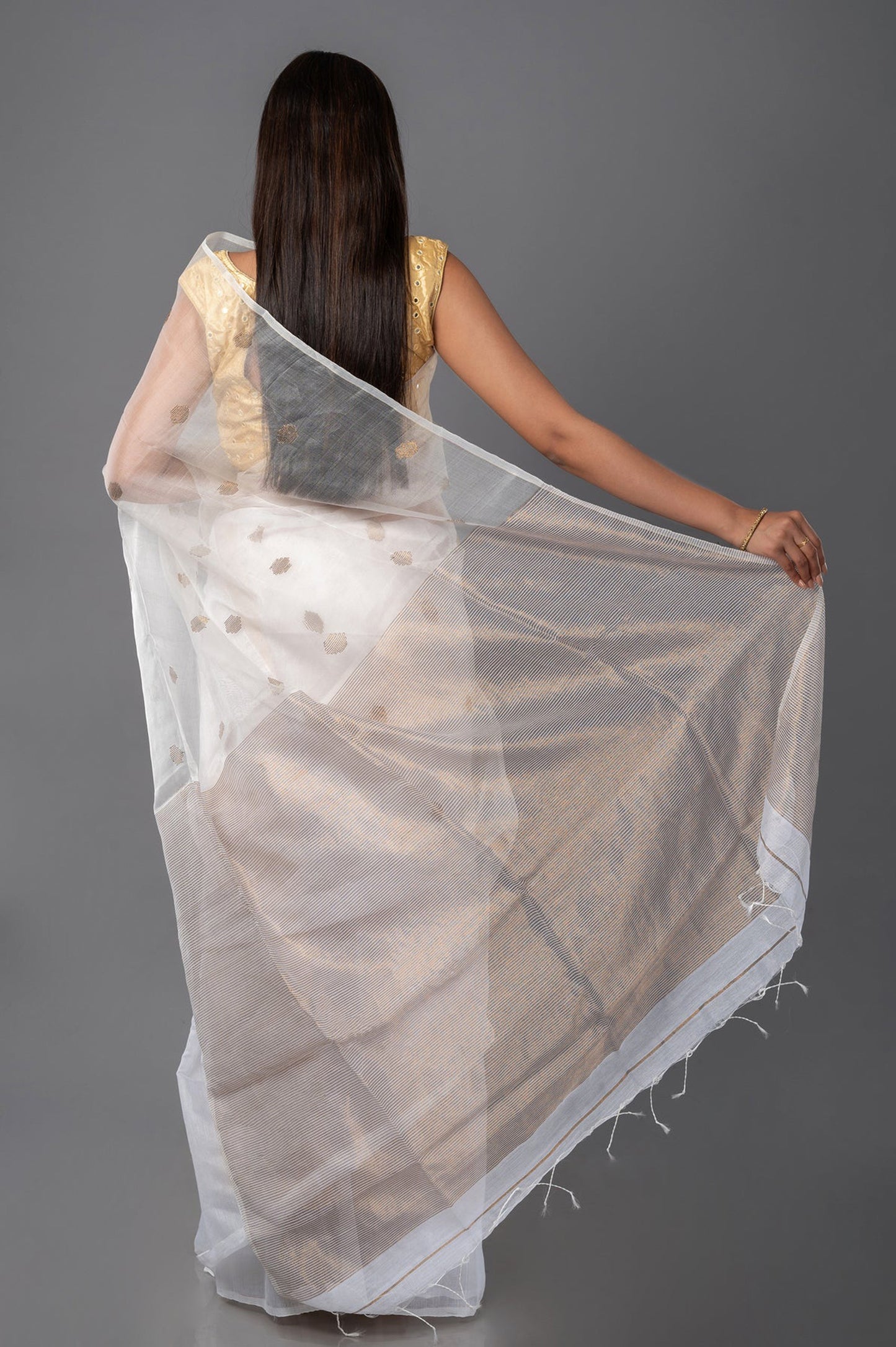 Milky-Smooth-Ice I Handloom Cotton Silk Saree