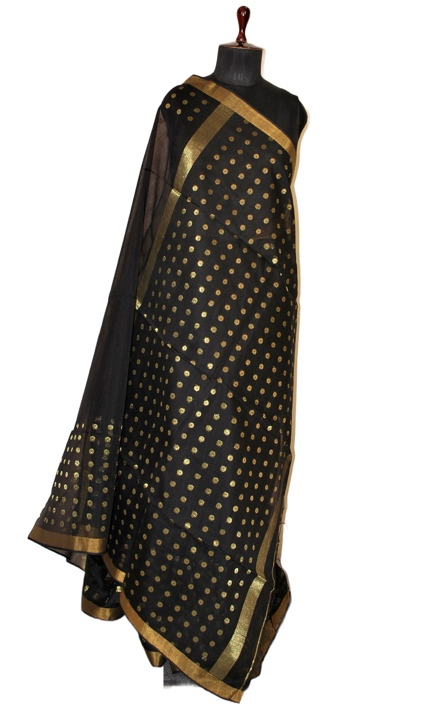 Blended Cotton Saree in Black and Gold