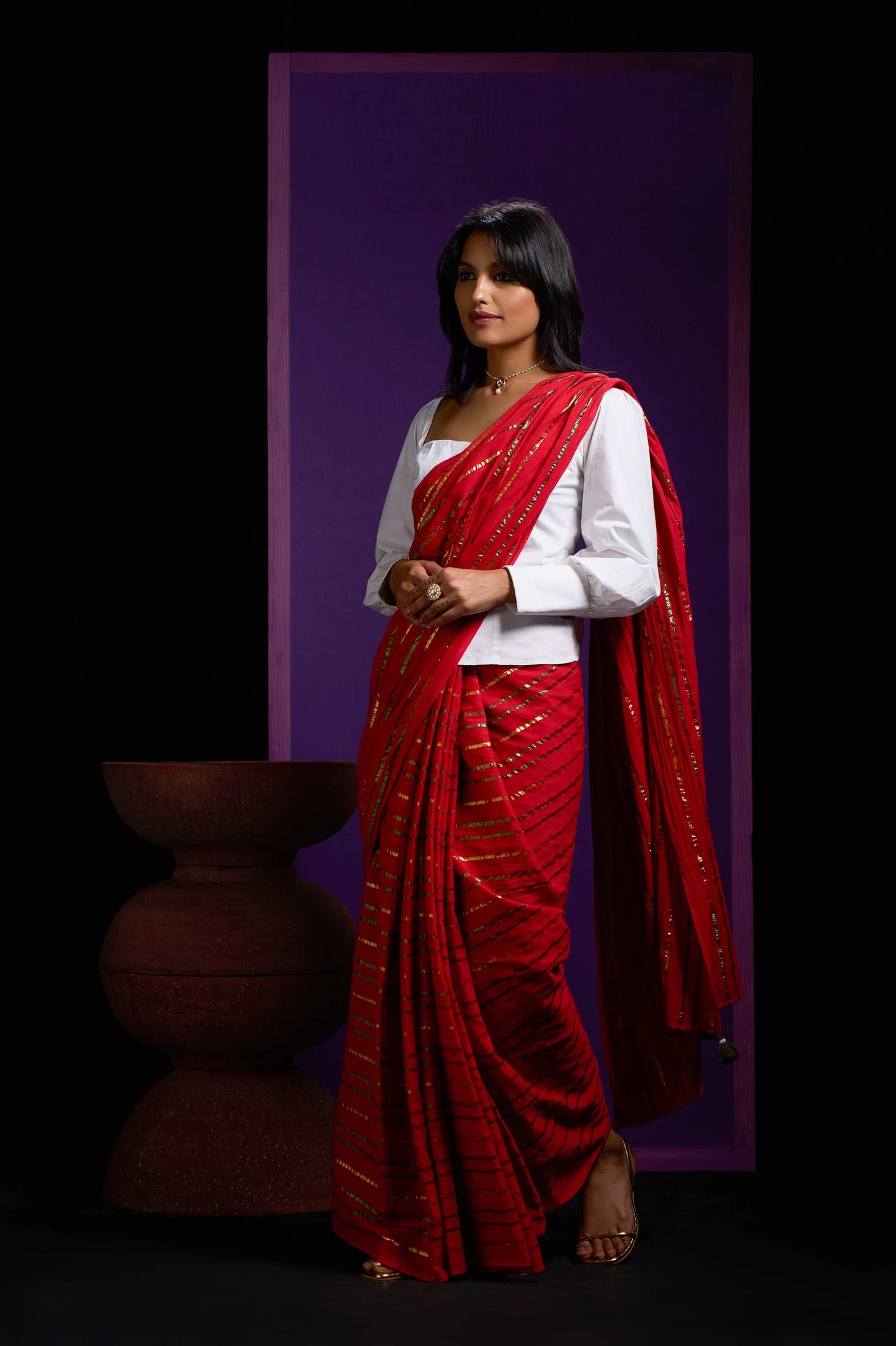 Laal Mulmul Cotton Handloom Saree