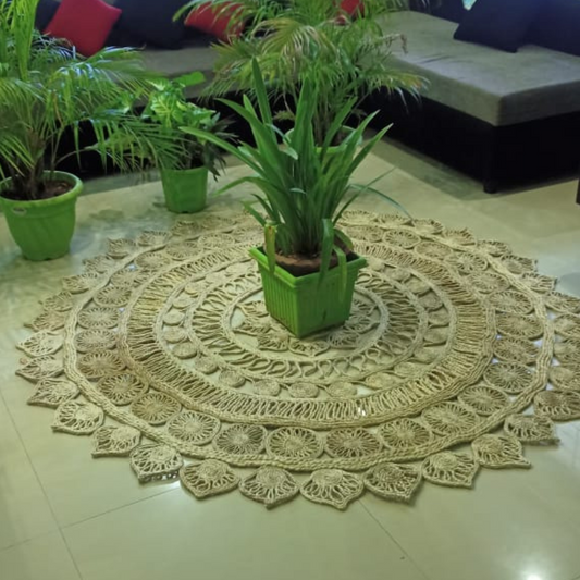 Jute Mat with Leaf Pattern By Rank Never Retire