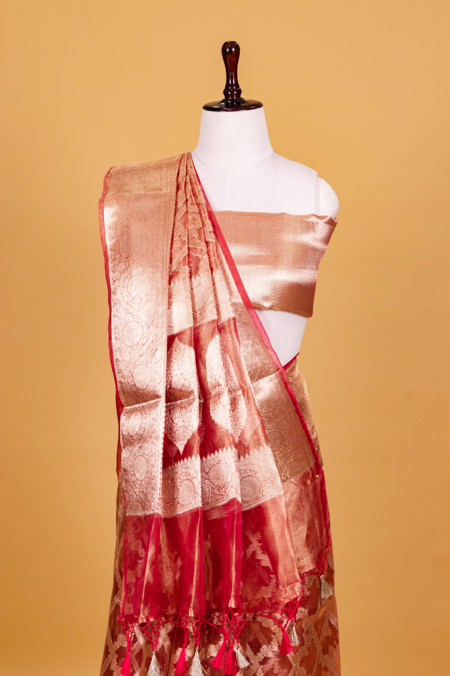 Red Tissue Pure Silk Dyed Saree