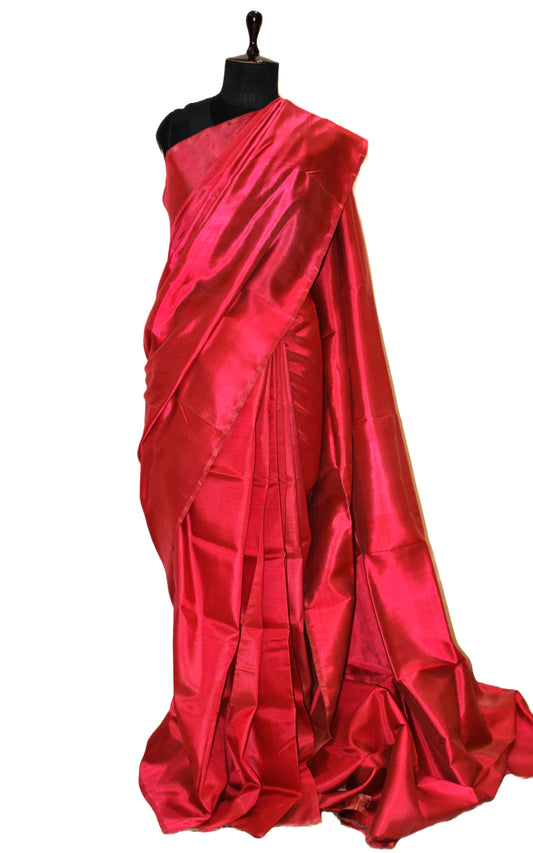 Soft Bishnupuri Katan Silk Saree in Deep Raspberry Pink