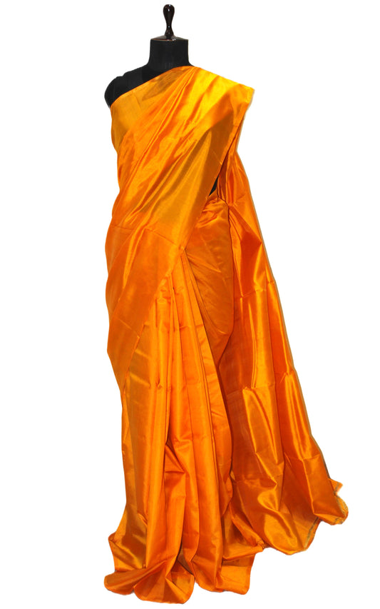 Soft Bishnupuri Katan Silk Saree in Sunset Golden Yellow