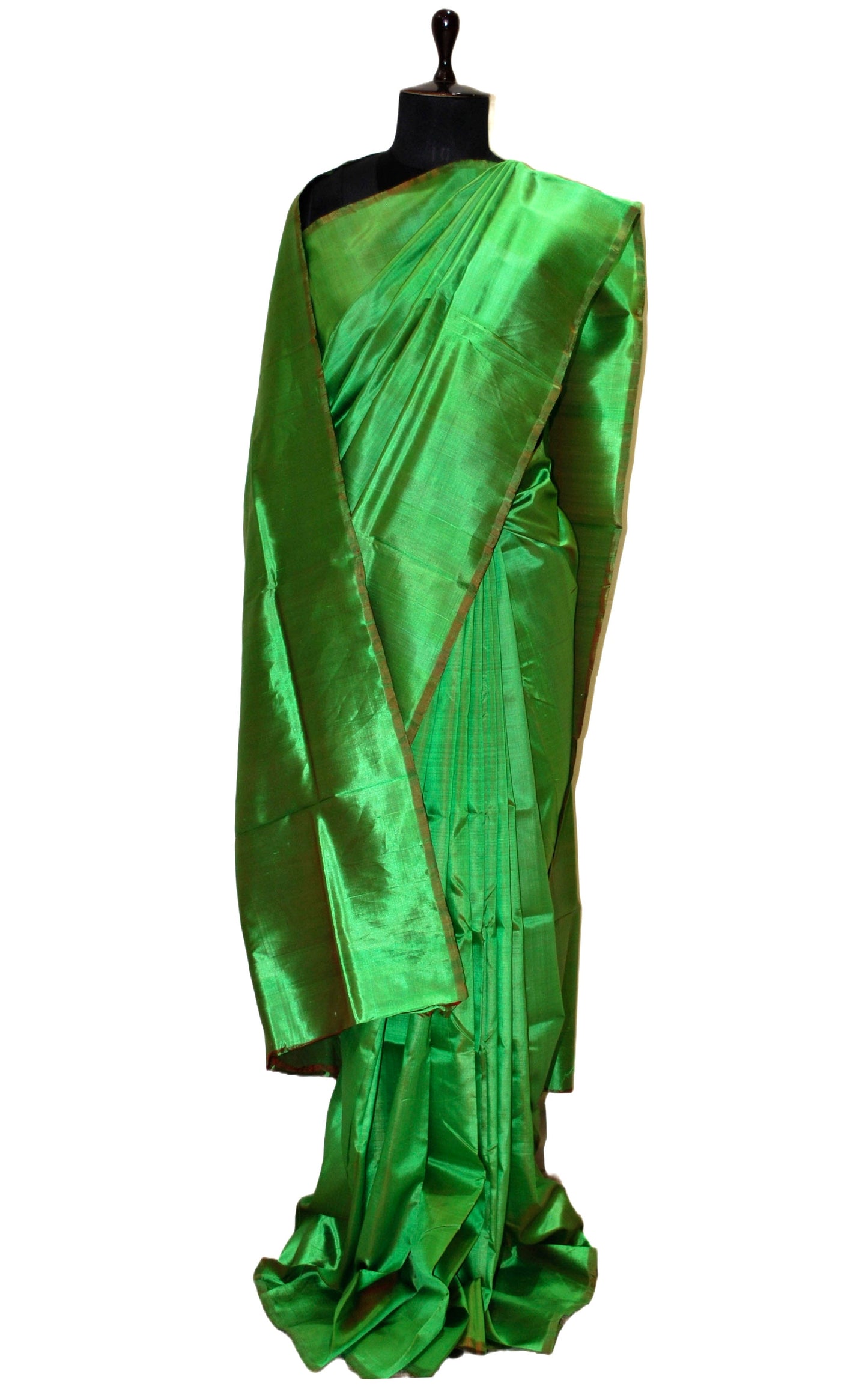 Soft Bishnupuri Katan Silk Saree in Heineken Green