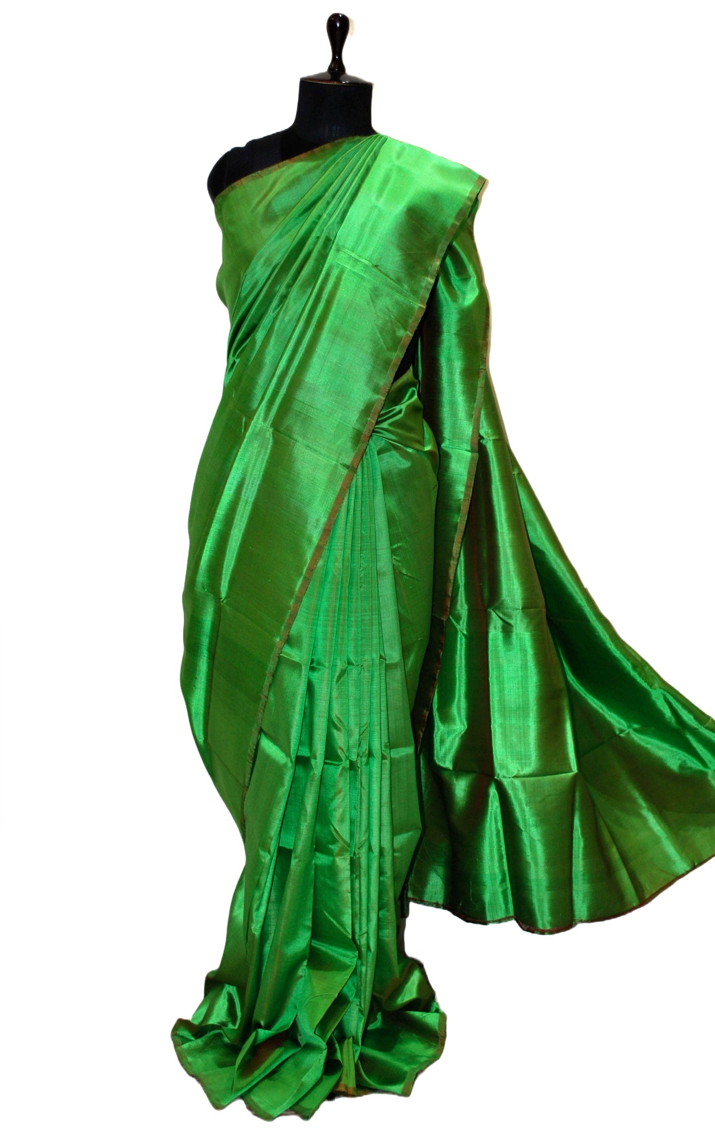 Soft Bishnupuri Katan Silk Saree in Heineken Green