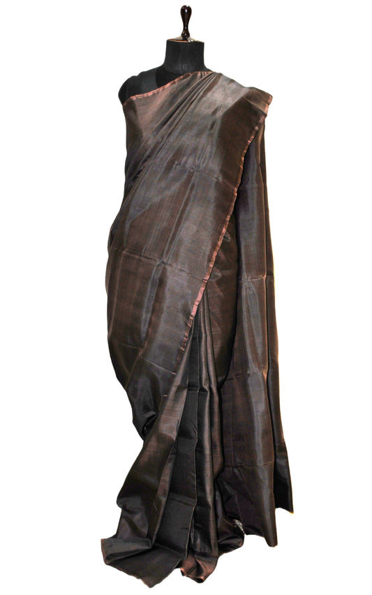 Soft Bishnupuri Katan Silk Saree in Coffee Brown