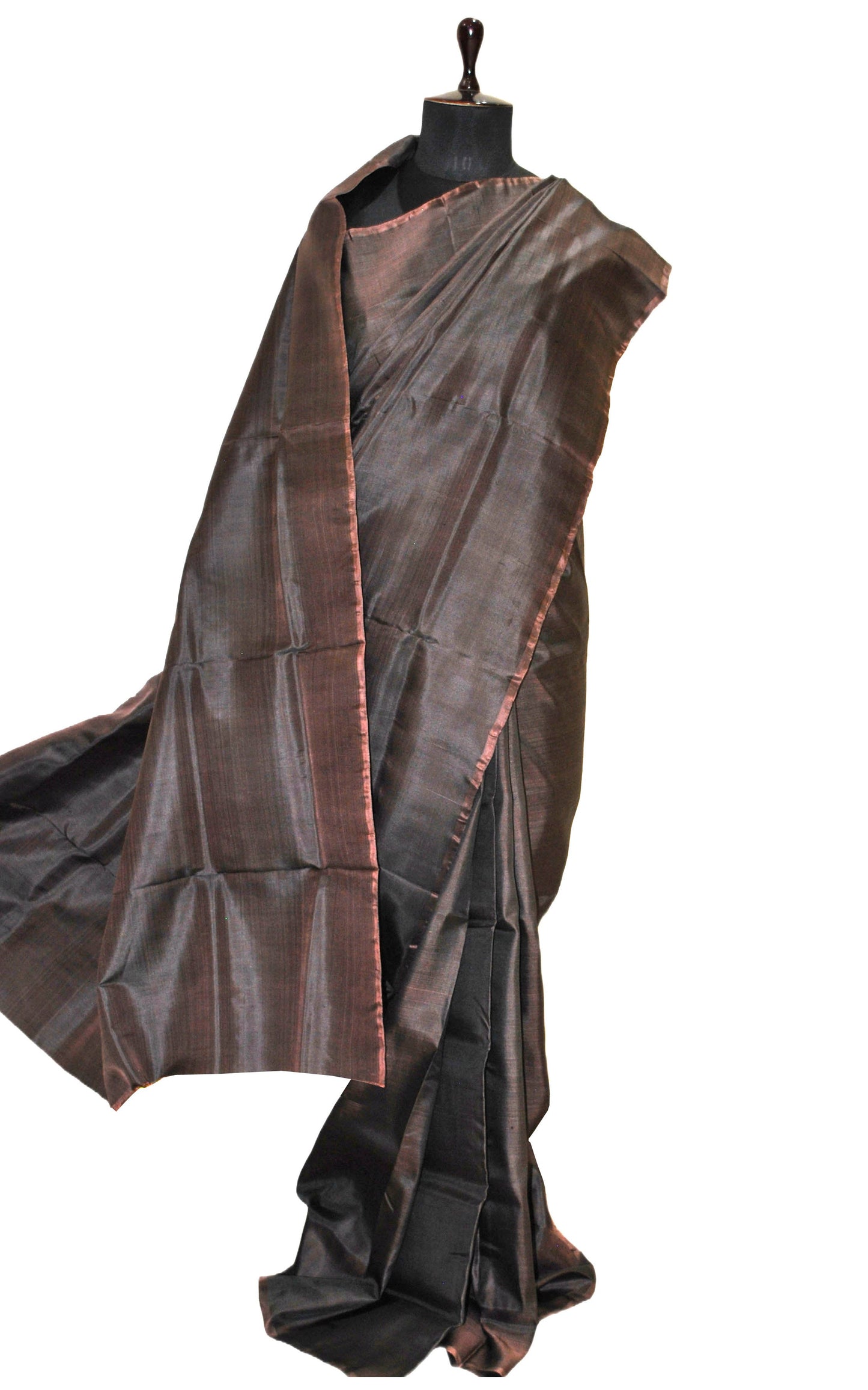 Soft Bishnupuri Katan Silk Saree in Coffee Brown