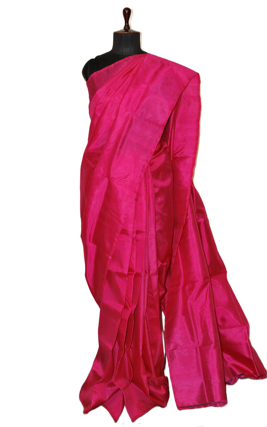 Soft Bishnupuri Katan Silk Saree in Bright Royal Pink