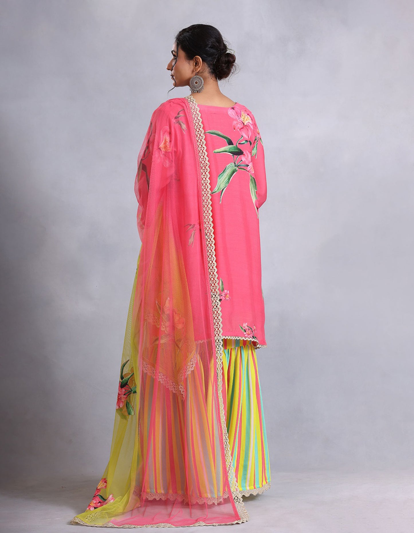 Coral pink Short Cotton Silk Sunehri kurta set