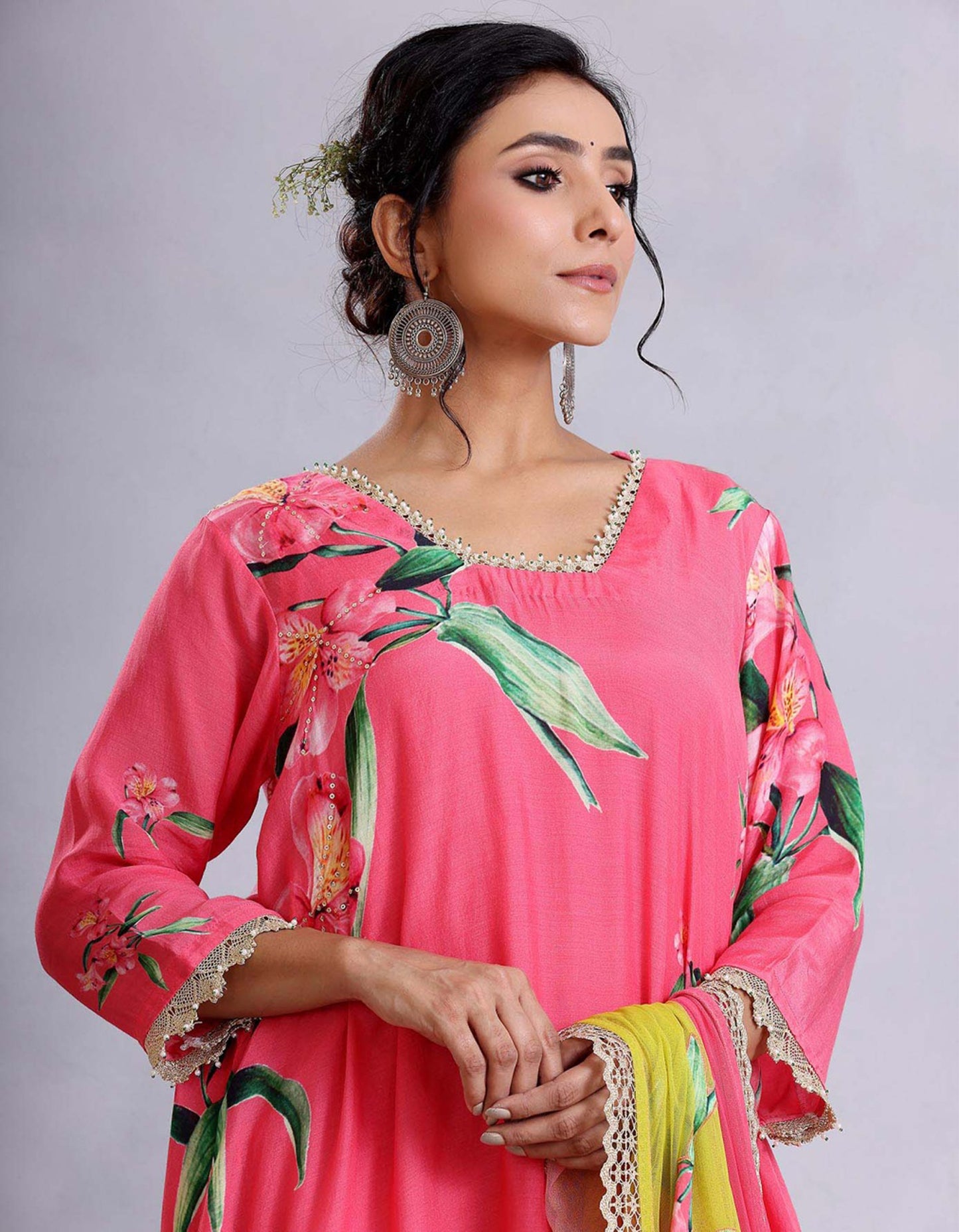 Coral pink Short Cotton Silk Sunehri kurta set