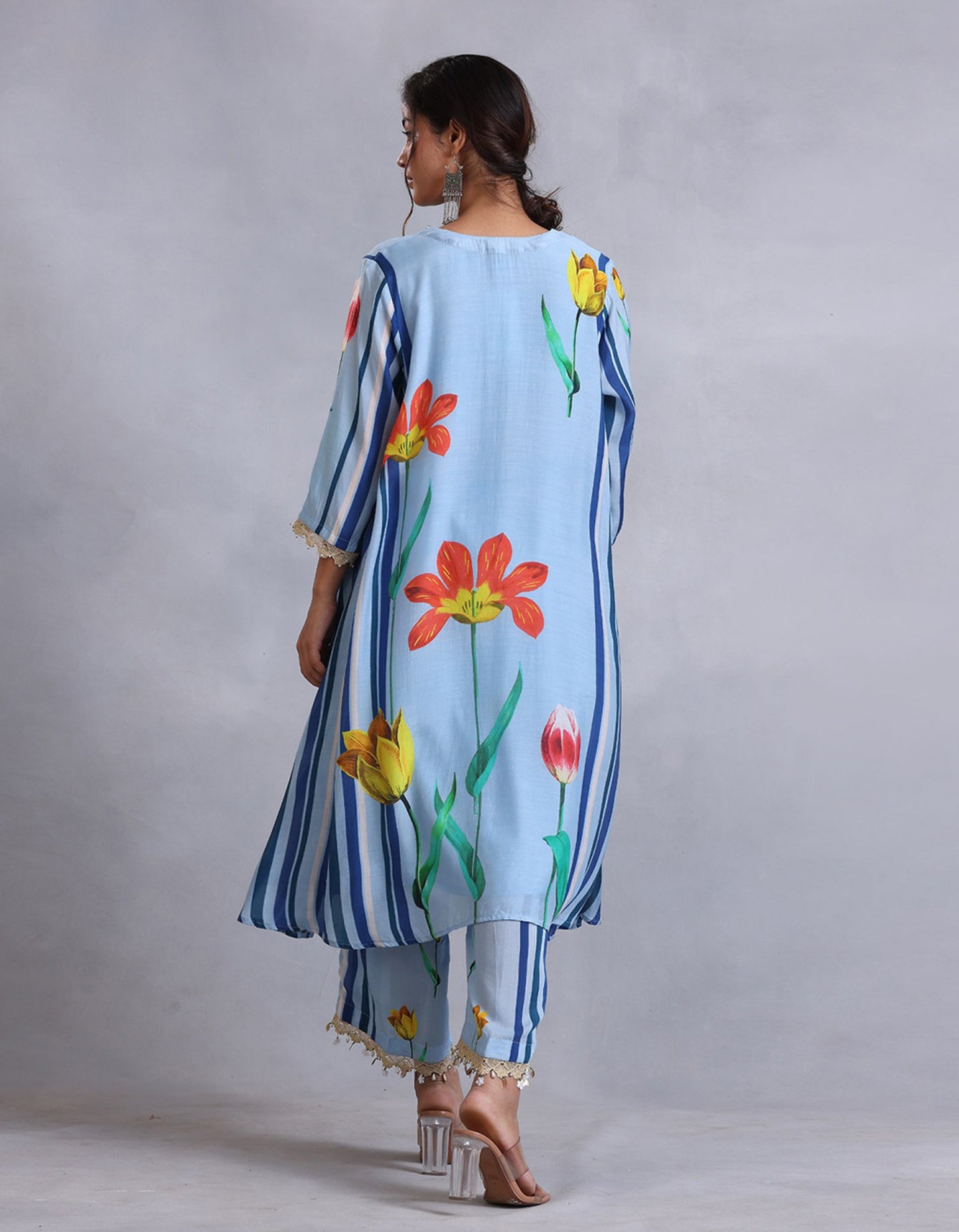 Blue Cotton Silk Sunehri kurta set