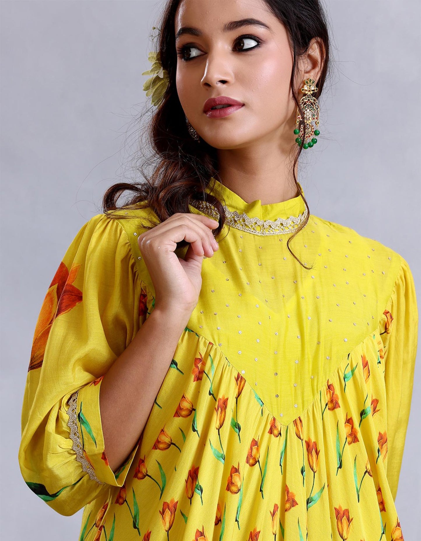 Ochre Yellow Cotton Silk Sunehri kurta set