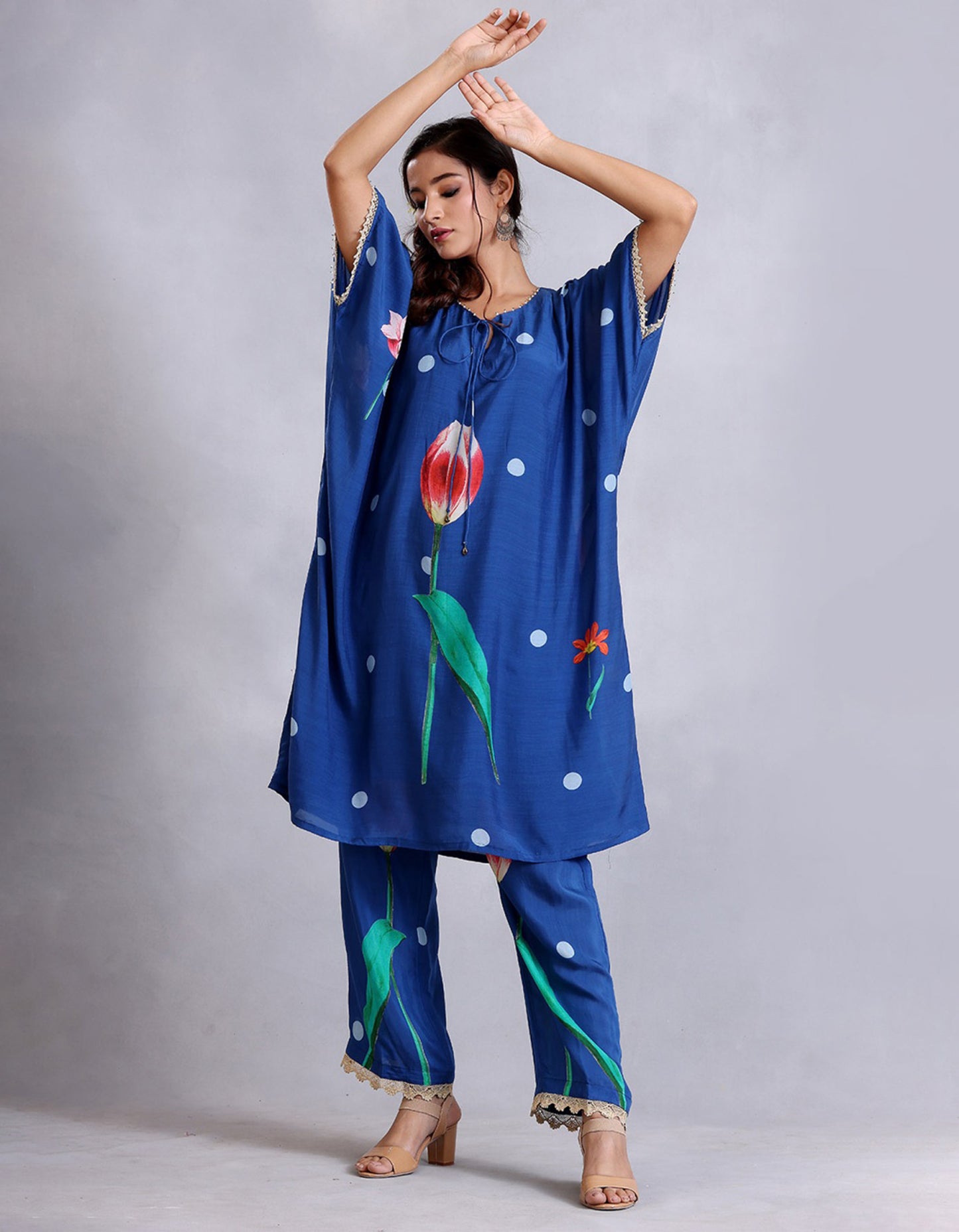 Electric Blue Cotton Silk Sunehri kurta set