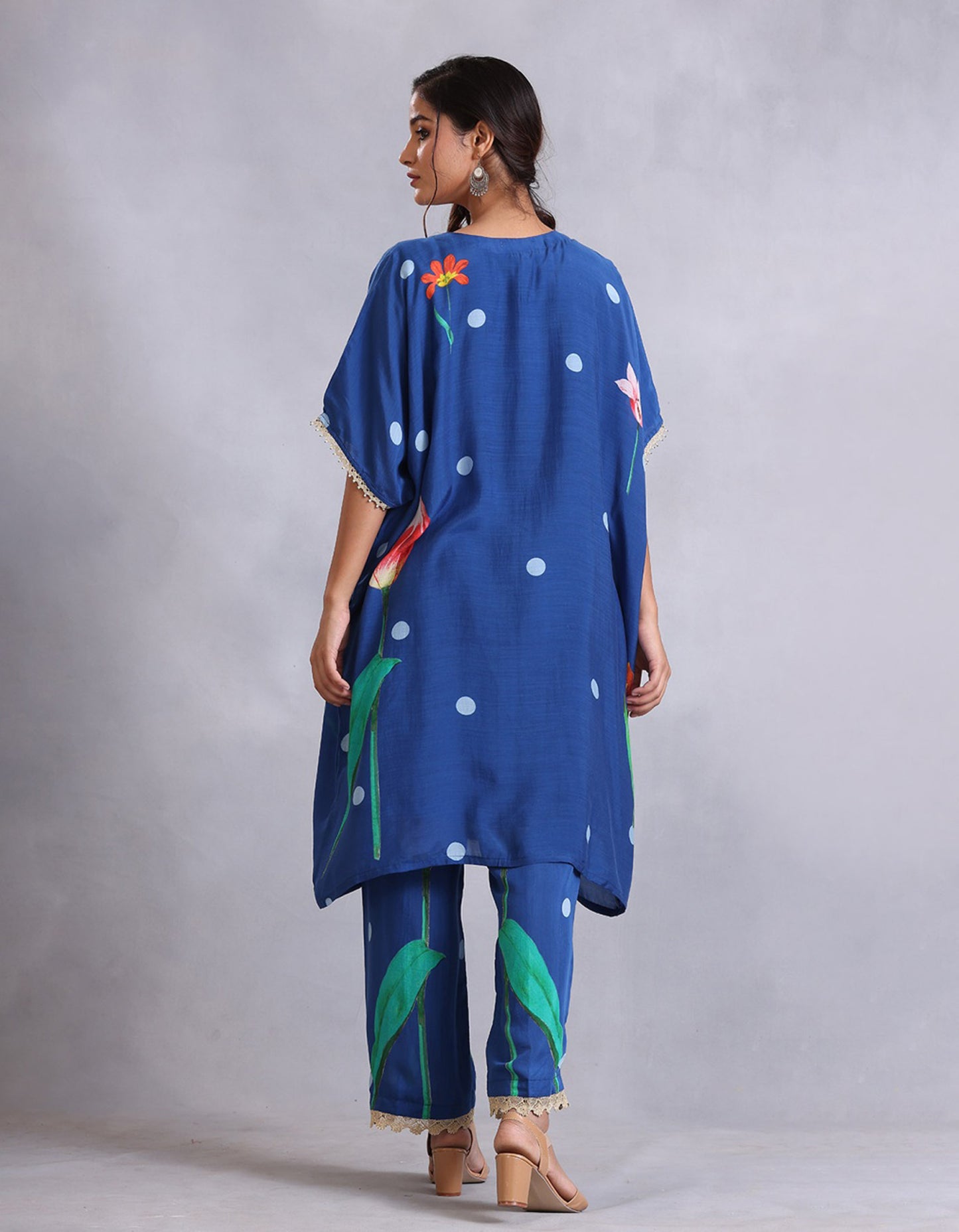 Electric Blue Cotton Silk Sunehri kurta set